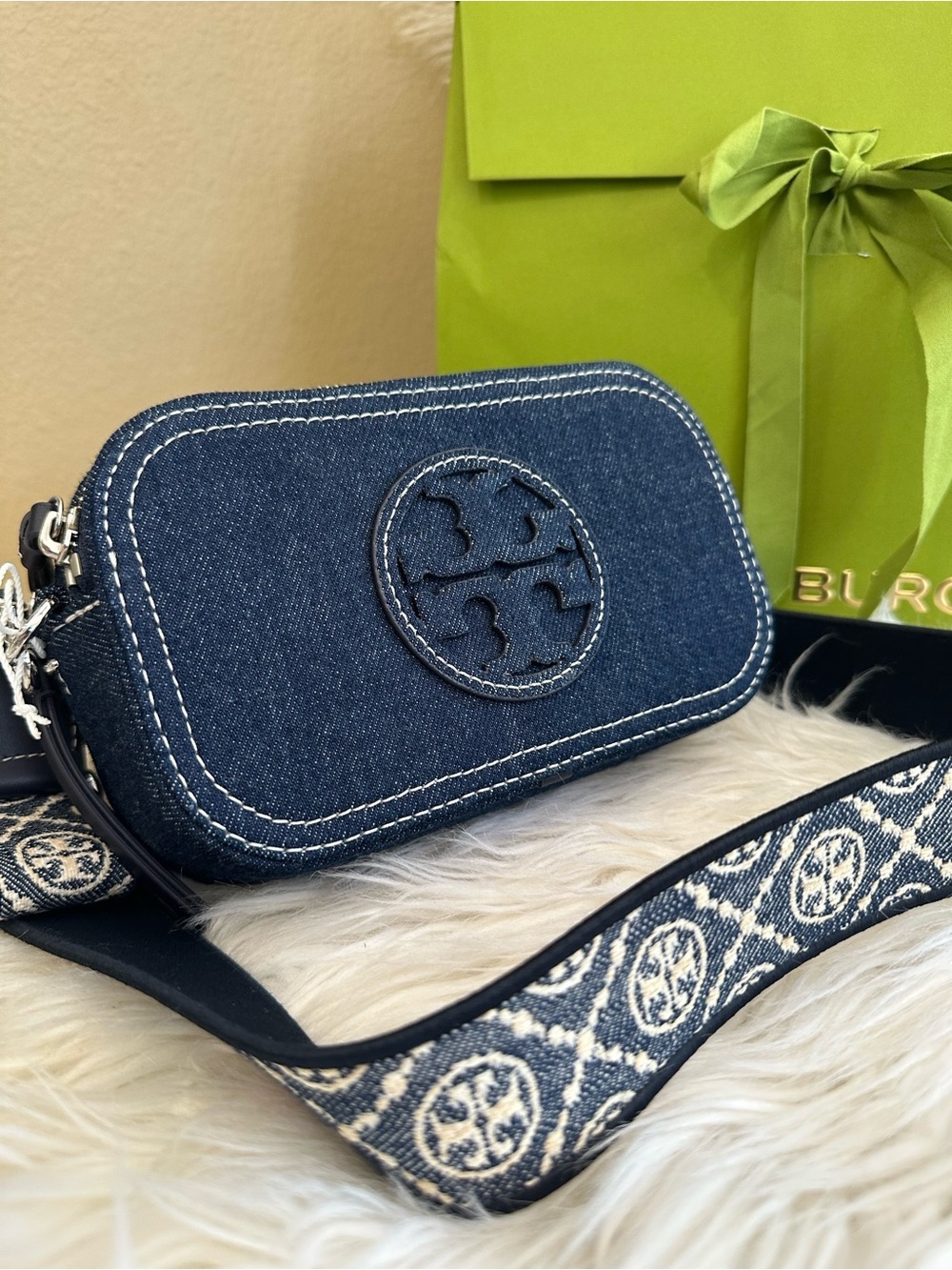 Tory Burch MINI MILLER DENIM CROSSBODY BAG